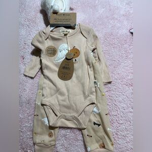 Bear & Bear Beige Baby Bodysuit Set